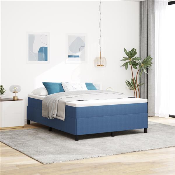 Grote foto vidaxl bedframe 140x200 cm ribfluweel blauw antiek en kunst stoelen en banken