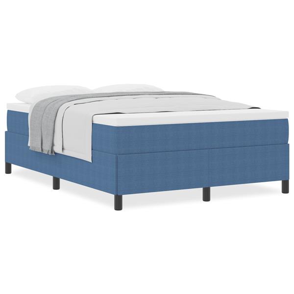 Grote foto vidaxl bedframe 140x200 cm ribfluweel blauw antiek en kunst stoelen en banken