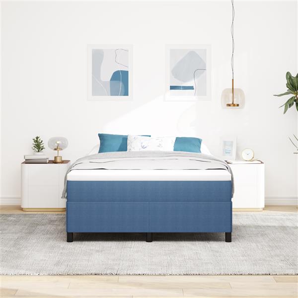 Grote foto vidaxl bedframe 140x200 cm ribfluweel blauw antiek en kunst stoelen en banken