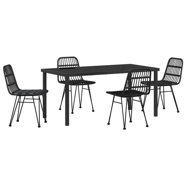 Grote foto vidaxl 5 delige tuin eettafel set zwart poly rattan tuin en terras tuinmeubelen