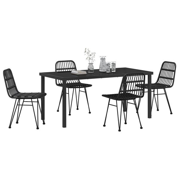 Grote foto vidaxl 5 delige tuin eettafel set zwart poly rattan tuin en terras tuinmeubelen