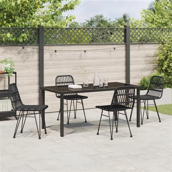 Grote foto vidaxl 5 delige tuin eettafel set zwart poly rattan tuin en terras tuinmeubelen
