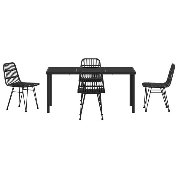 Grote foto vidaxl 5 delige tuin eettafel set zwart poly rattan tuin en terras tuinmeubelen