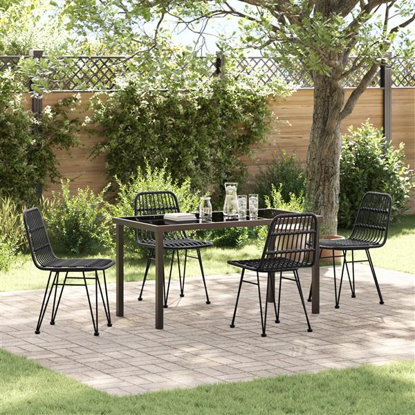 Grote foto vidaxl 5 delige tuinset zwart poly rattan tuin en terras tuinmeubelen