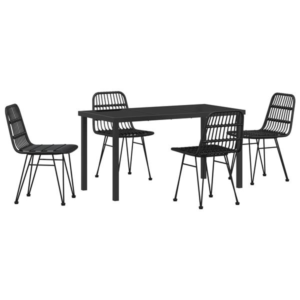 Grote foto vidaxl 5 delige tuinset zwart poly rattan tuin en terras tuinmeubelen