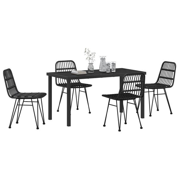 Grote foto vidaxl 5 delige tuinset zwart poly rattan tuin en terras tuinmeubelen