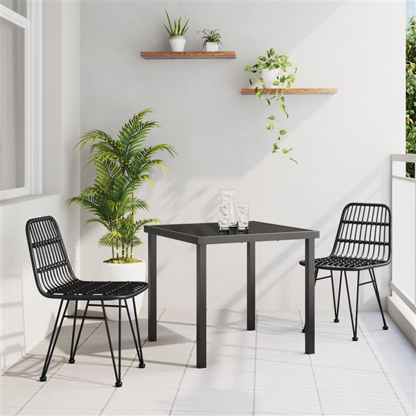 Grote foto vidaxl 3 delige tuin eetset zwart poly rattan tuin en terras tuinmeubelen
