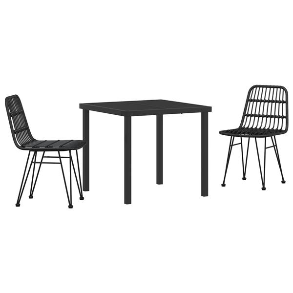 Grote foto vidaxl 3 delige tuin eetset zwart poly rattan tuin en terras tuinmeubelen