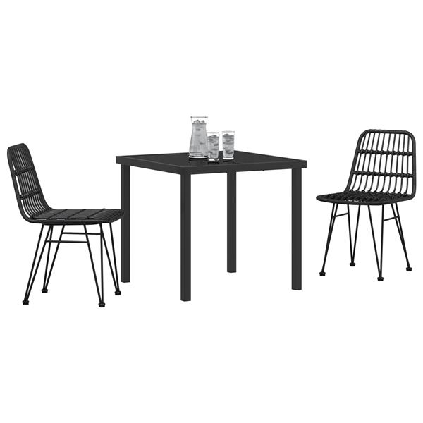 Grote foto vidaxl 3 delige tuin eetset zwart poly rattan tuin en terras tuinmeubelen