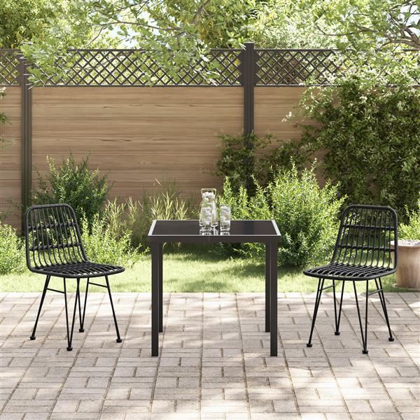 Grote foto vidaxl 3 delige tuin eetset zwart poly rattan tuin en terras tuinmeubelen