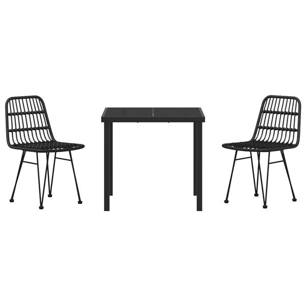 Grote foto vidaxl 3 delige tuin eetset zwart poly rattan tuin en terras tuinmeubelen