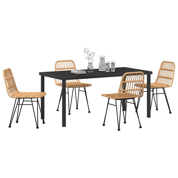 Grote foto vidaxl 5 delige tuin eettafel set bruin poly rattan tuin en terras tuinmeubelen
