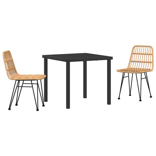 Grote foto vidaxl 3 delige tuin eetset bruin poly rattan tuin en terras tuinmeubelen