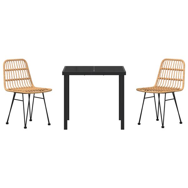 Grote foto vidaxl 3 delige tuin eetset bruin poly rattan tuin en terras tuinmeubelen