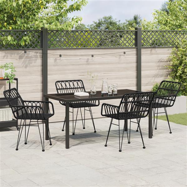 Grote foto vidaxl 5 delige tuinset zwart poly rattan tuin en terras tuinmeubelen