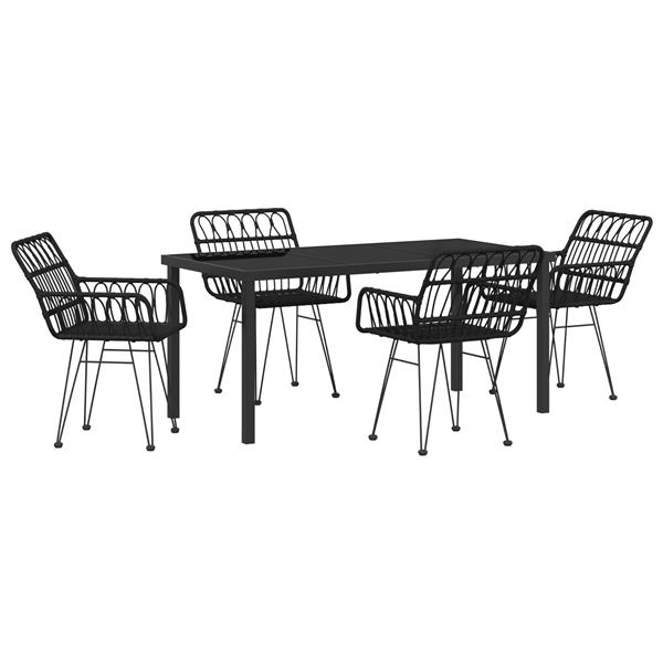 Grote foto vidaxl 5 delige tuinset zwart poly rattan tuin en terras tuinmeubelen