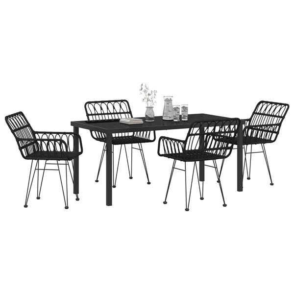 Grote foto vidaxl 5 delige tuinset zwart poly rattan tuin en terras tuinmeubelen