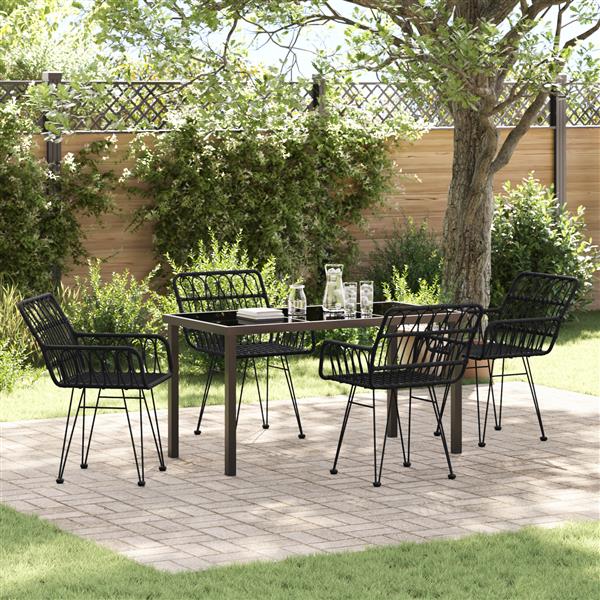 Grote foto vidaxl 5 delige tuin eetset zwart poly rattan tuin en terras tuinmeubelen