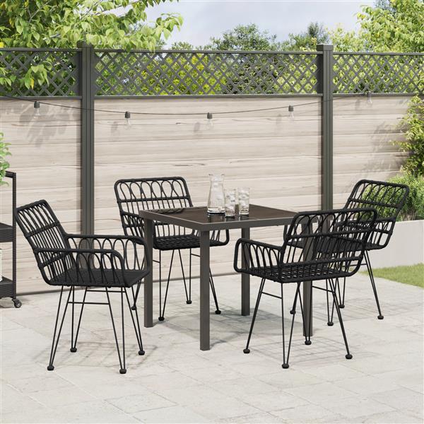 Grote foto vidaxl 5 delige tuinset zwart poly rattan tuin en terras tuinmeubelen