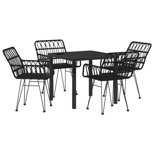 Grote foto vidaxl 5 delige tuinset zwart poly rattan tuin en terras tuinmeubelen