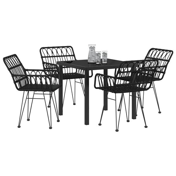 Grote foto vidaxl 5 delige tuinset zwart poly rattan tuin en terras tuinmeubelen