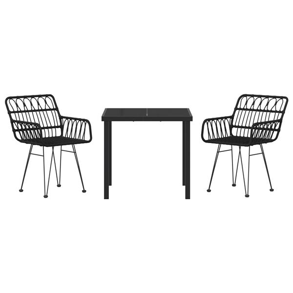 Grote foto vidaxl 3 delige tuinset zwart poly rattan tuin en terras tuinmeubelen