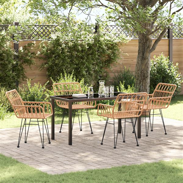 Grote foto vidaxl 5 delige tuinset bruin poly rattan tuin en terras tuinmeubelen