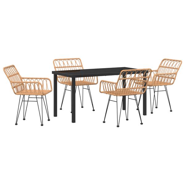 Grote foto vidaxl 5 delige tuinset bruin poly rattan tuin en terras tuinmeubelen