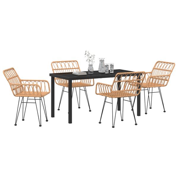 Grote foto vidaxl 5 delige tuinset bruin poly rattan tuin en terras tuinmeubelen