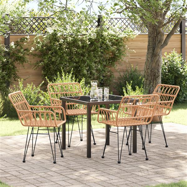 Grote foto vidaxl 5 delige tuinset met eettafel in bruin poly rattan tuin en terras tuinmeubelen
