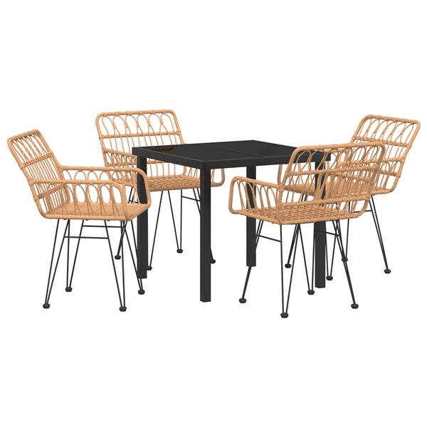 Grote foto vidaxl 5 delige tuinset met eettafel in bruin poly rattan tuin en terras tuinmeubelen