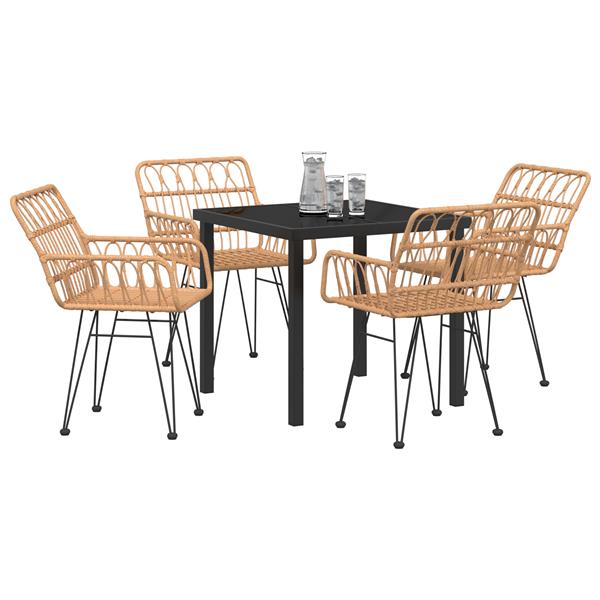 Grote foto vidaxl 5 delige tuinset met eettafel in bruin poly rattan tuin en terras tuinmeubelen