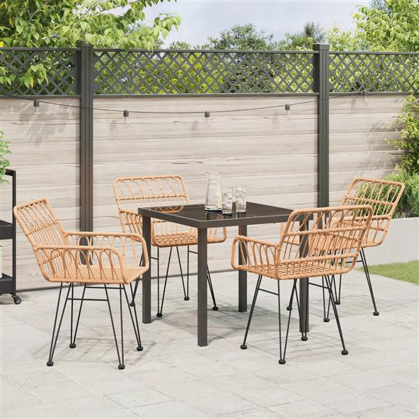 Grote foto vidaxl 5 delige tuinset met eettafel in bruin poly rattan tuin en terras tuinmeubelen