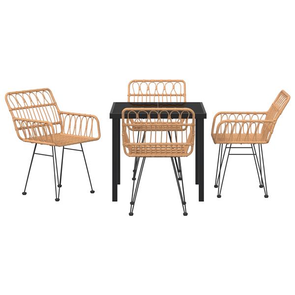 Grote foto vidaxl 5 delige tuinset met eettafel in bruin poly rattan tuin en terras tuinmeubelen