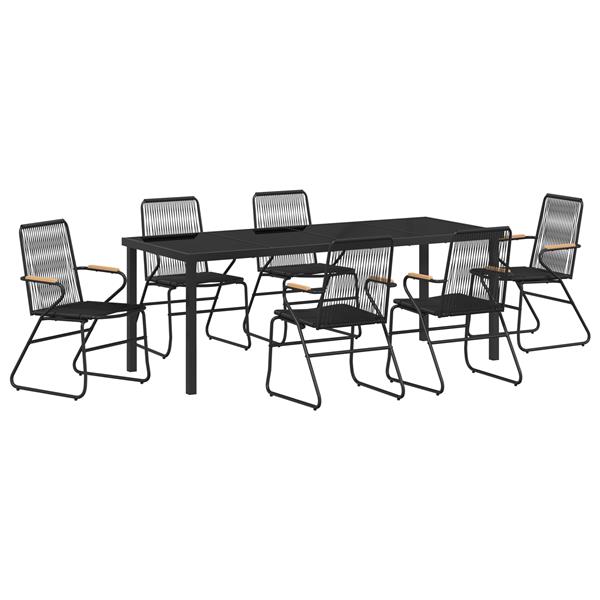 Grote foto vidaxl 7 delige tuin eetset zwart pvc rattan tuin en terras tuinmeubelen