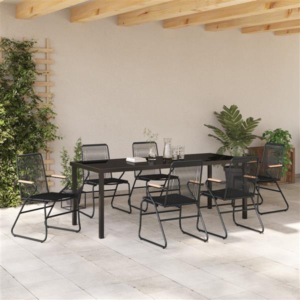 Grote foto vidaxl 7 delige tuin eetset zwart pvc rattan tuin en terras tuinmeubelen