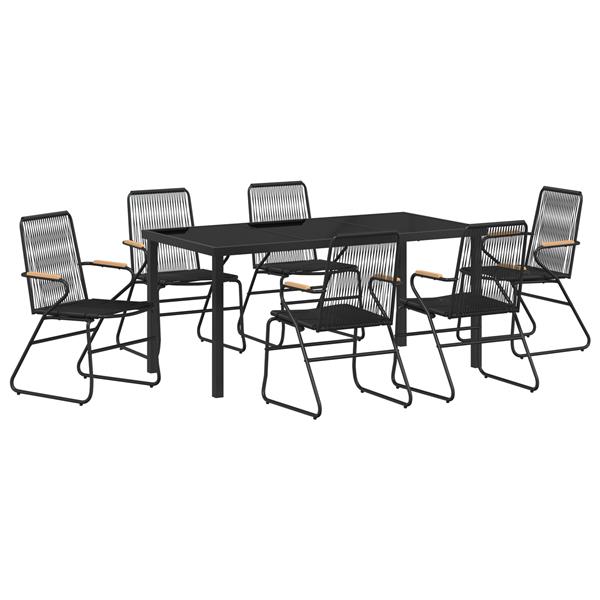 Grote foto vidaxl 7 delige tuinset zwart pvc rattan tuin en terras tuinmeubelen