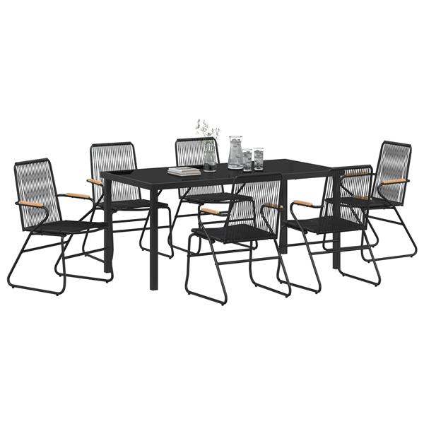Grote foto vidaxl 7 delige tuinset zwart pvc rattan tuin en terras tuinmeubelen