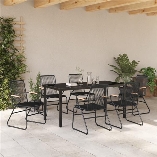 Grote foto vidaxl 7 delige tuinset zwart pvc rattan tuin en terras tuinmeubelen