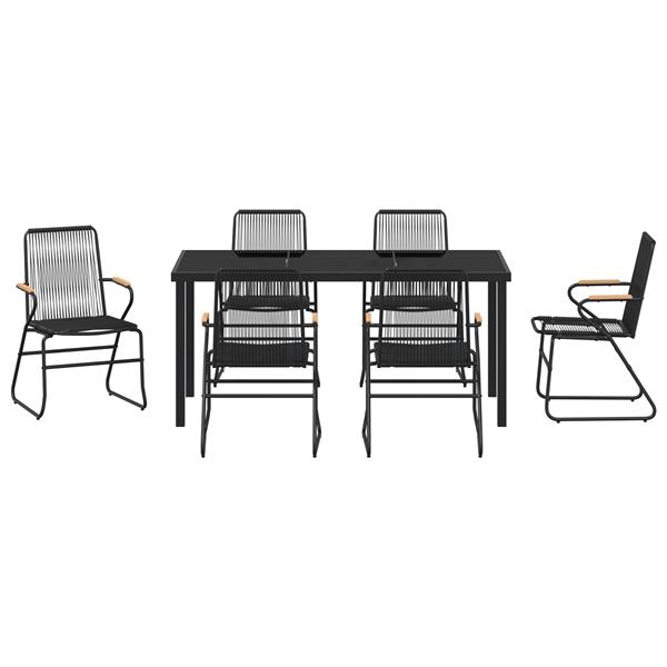 Grote foto vidaxl 7 delige tuinset zwart pvc rattan tuin en terras tuinmeubelen
