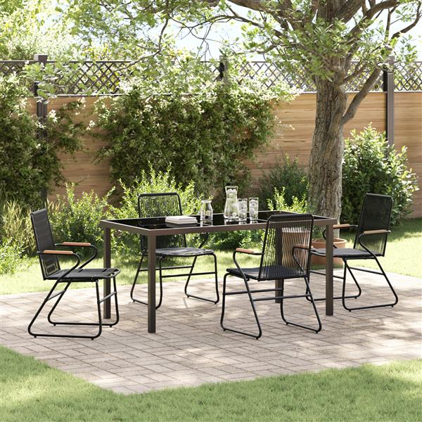 Grote foto vidaxl 5 delige tuinset zwart pvc rattan tuin en terras tuinmeubelen