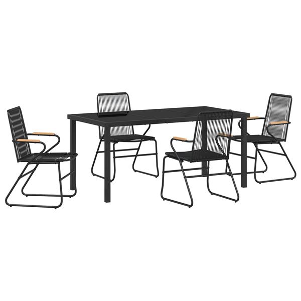 Grote foto vidaxl 5 delige tuinset zwart pvc rattan tuin en terras tuinmeubelen