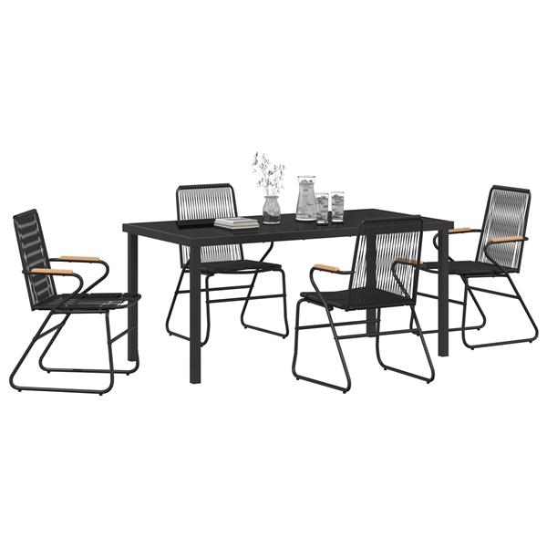 Grote foto vidaxl 5 delige tuinset zwart pvc rattan tuin en terras tuinmeubelen