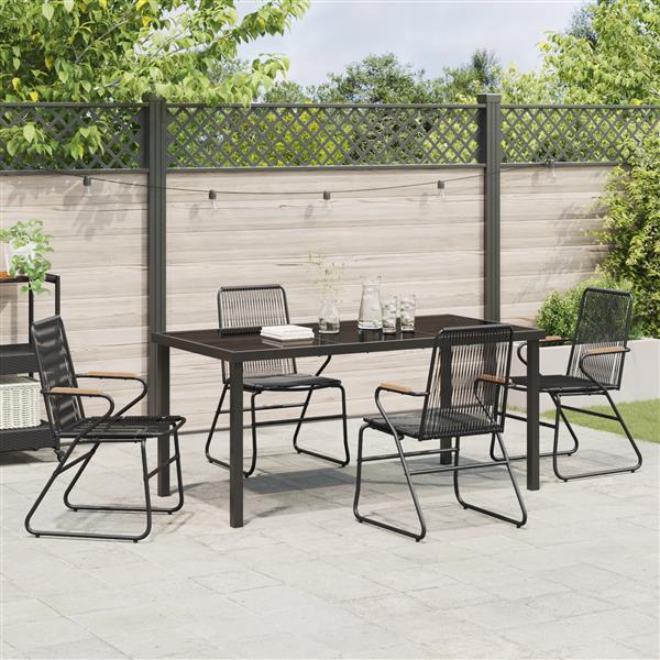 Grote foto vidaxl 5 delige tuinset zwart pvc rattan tuin en terras tuinmeubelen