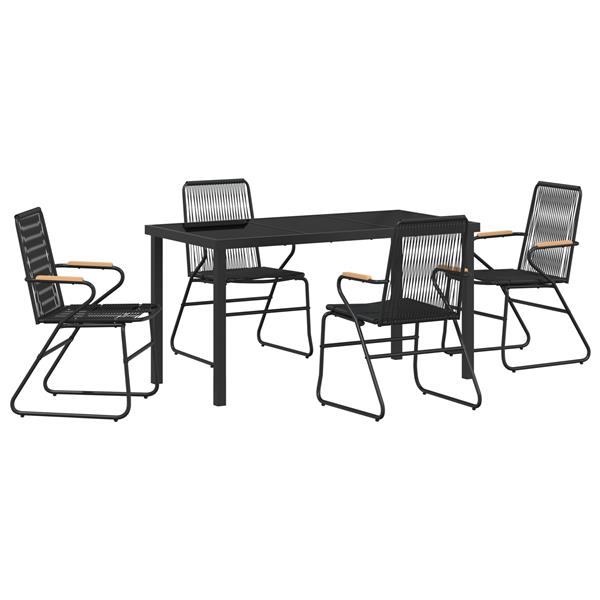 Grote foto vidaxl 5 delige tuinset zwart pvc rattan tuin en terras tuinmeubelen