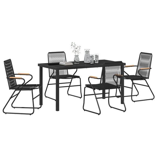 Grote foto vidaxl 5 delige tuinset zwart pvc rattan tuin en terras tuinmeubelen
