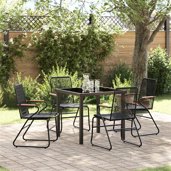Grote foto vidaxl 5 delige tuin set met eettafel zwart pvc riet tuin en terras tuinmeubelen