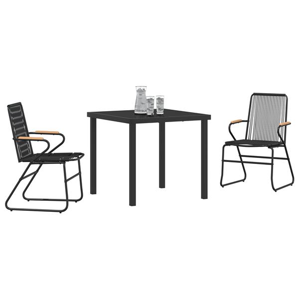 Grote foto vidaxl 3 delige tuinset zwart pvc rattan tuin en terras tuinmeubelen