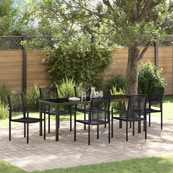 Grote foto vidaxl 7 delige tuin eetset zwart pvc rattan tuin en terras tuinmeubelen