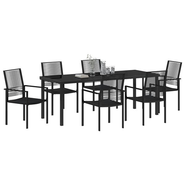 Grote foto vidaxl 7 delige tuin eetset zwart pvc rattan tuin en terras tuinmeubelen